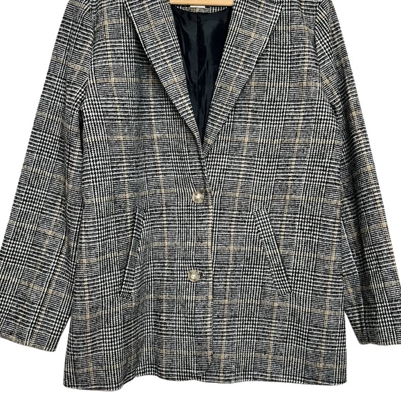 AMERICAN EAGLE Academia Plaid Wool Blend Blazer Jacket Medium - Picture 10 of 16